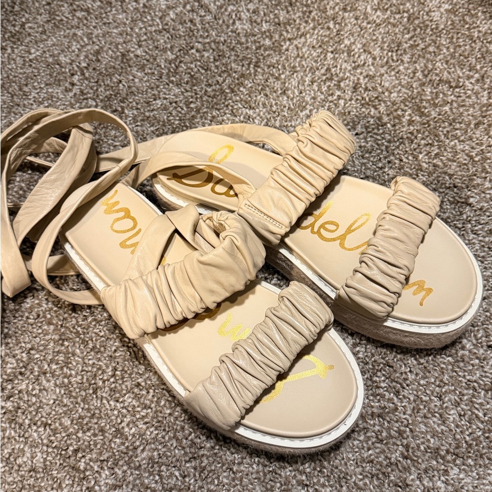 Sam Edelman Cream Ruched Sandals
